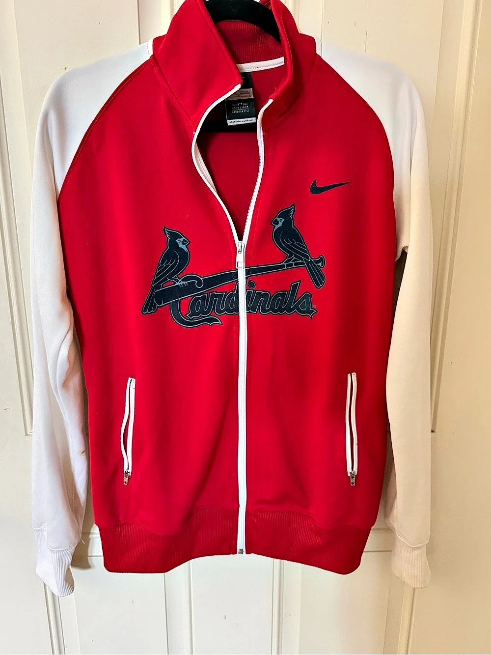 Nike MLB St. Louis Cardinals Full-Zip Track Jacket Red & White Large